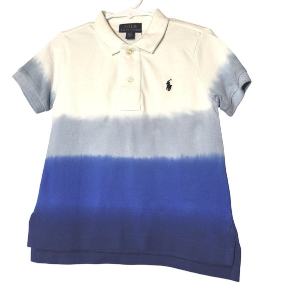 Polo Ralph Lauren Other - Polo Ralph Lauren Kids Blue White Ombre Dip Dye Cotton Polo Shirt 2/2T Preppy